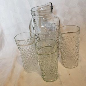 5-piece glass pitcher with 4 glasses